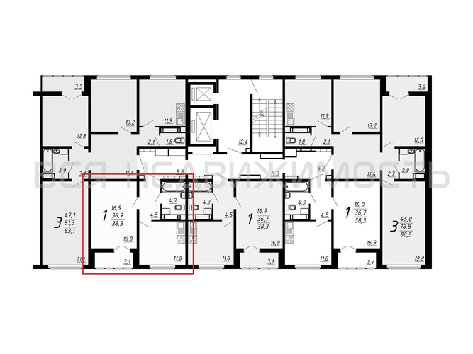 1-комнатная квартира, 38.3кв.м - изображение 1