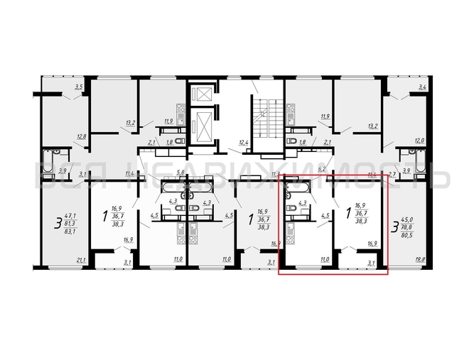 1-комнатная квартира, 38.3кв.м - изображение 1