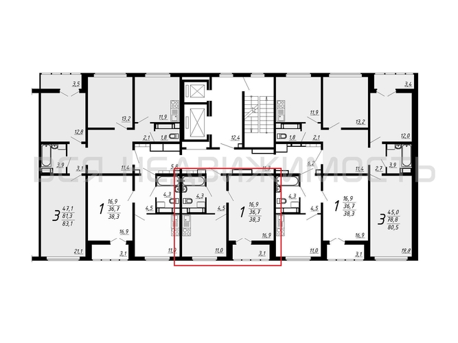 1-комнатная квартира, 38.3кв.м - изображение 1