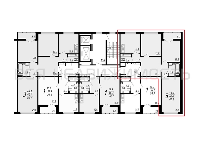 3-комнатная квартира, 80.4кв.м - изображение 1