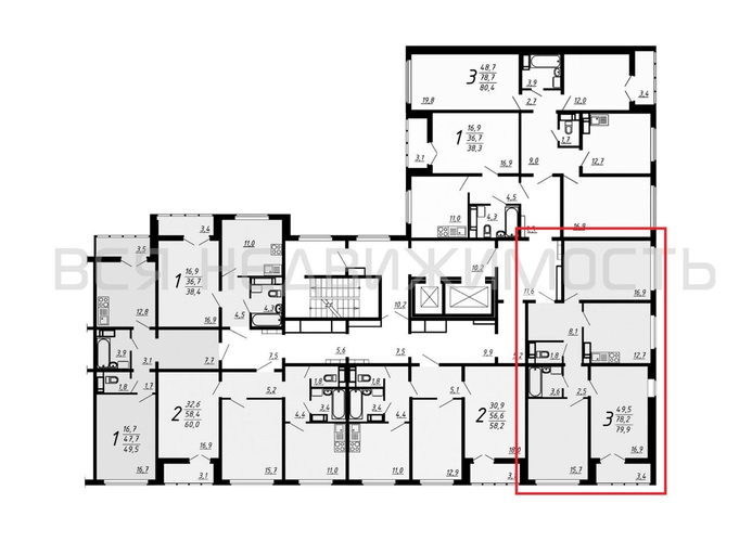 3-комнатная квартира, 79.3кв.м - изображение 1