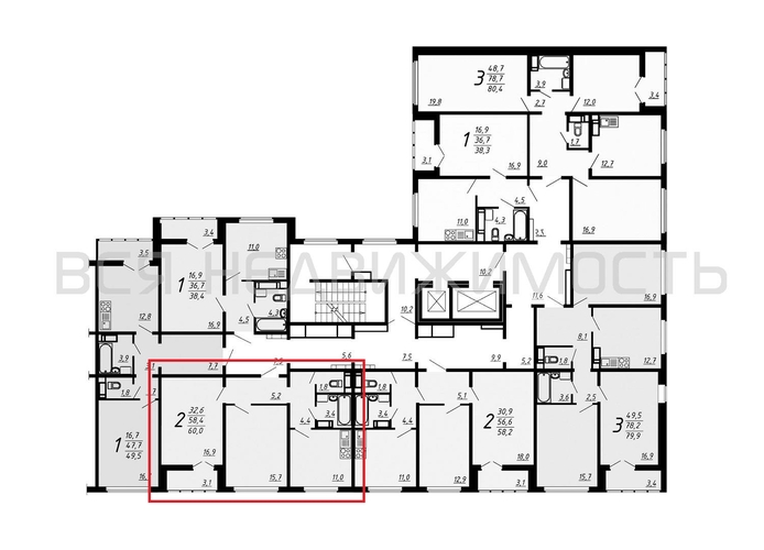 2-комнатная квартира, 59.5кв.м - изображение 1