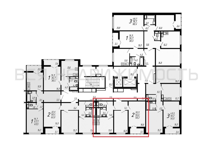 2-комнатная квартира, 58.2кв.м - изображение 1