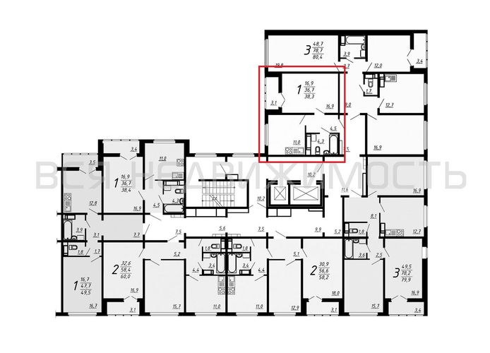 1-комнатная квартира, 38.3кв.м - изображение 1