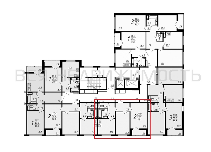 2-комнатная квартира, 58.2кв.м - изображение 1