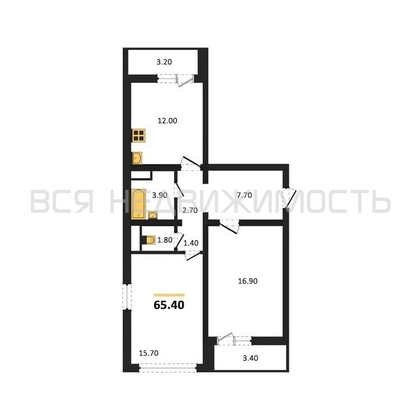 2-комнатная квартира, 65.4кв.м - изображение