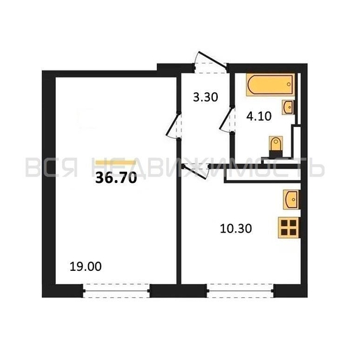 1-комнатная квартира, 36.7кв.м - изображение 0