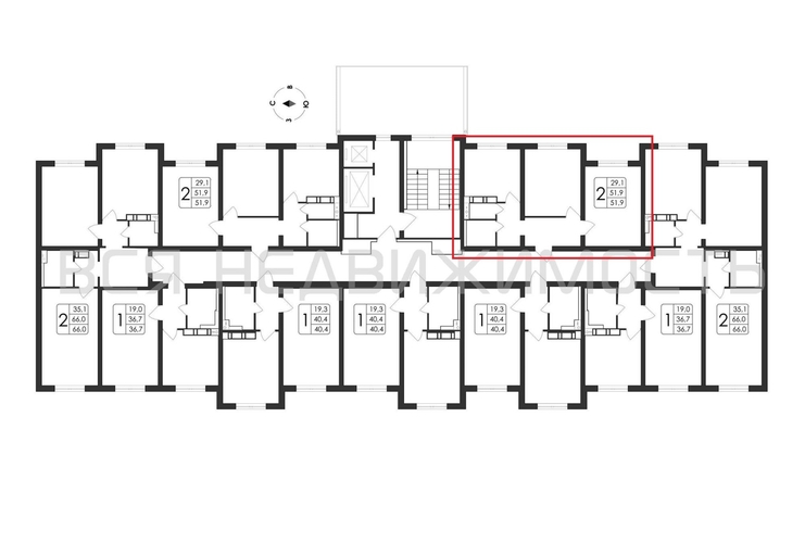 2-комнатная квартира, 51.9кв.м - изображение 1