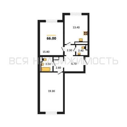 2-комнатная квартира, 66кв.м - изображение