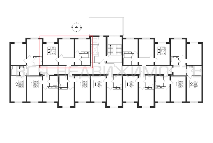 2-комнатная квартира, 51.9кв.м - изображение 1