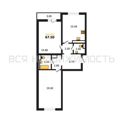 2-комнатная квартира, 67.5кв.м - изображение