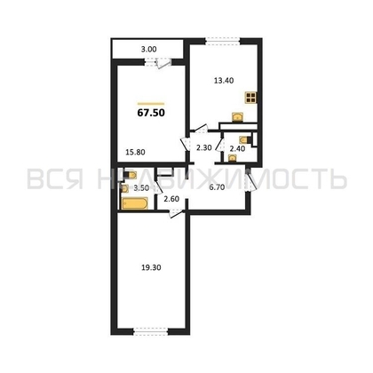 2-комнатная квартира, 67.5кв.м - изображение