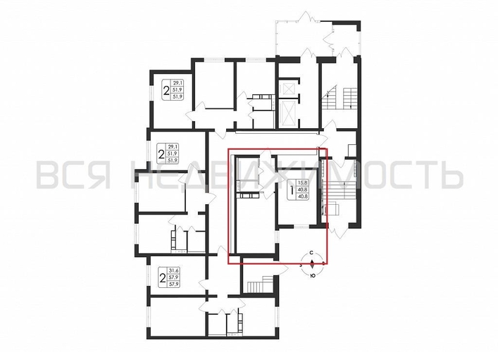 1-комнатная квартира, 40.8кв.м - изображение 1