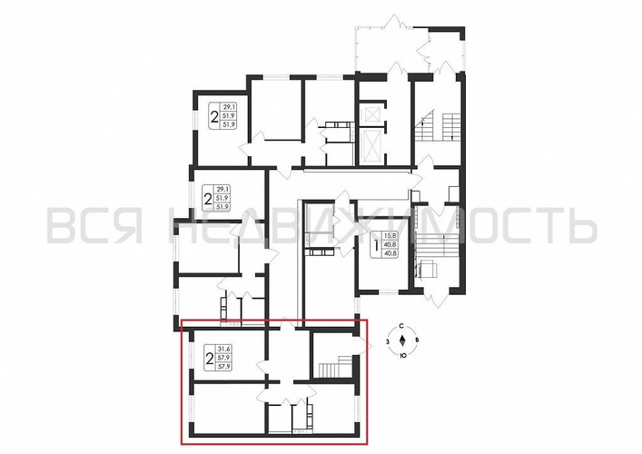 2-комнатная квартира, 57.9кв.м - изображение 1