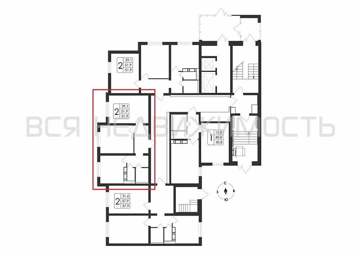 2-комнатная квартира, 51.9кв.м - изображение 1