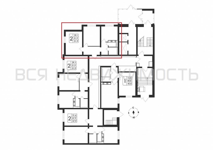 2-комнатная квартира, 51.9кв.м - изображение 1