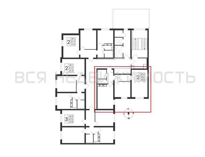 2-комнатная квартира, 59.8кв.м - изображение 1