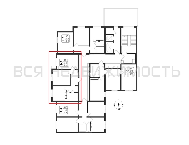 2-комнатная квартира, 51.9кв.м - изображение 1