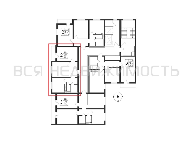 2-комнатная квартира, 53.4кв.м - изображение 1