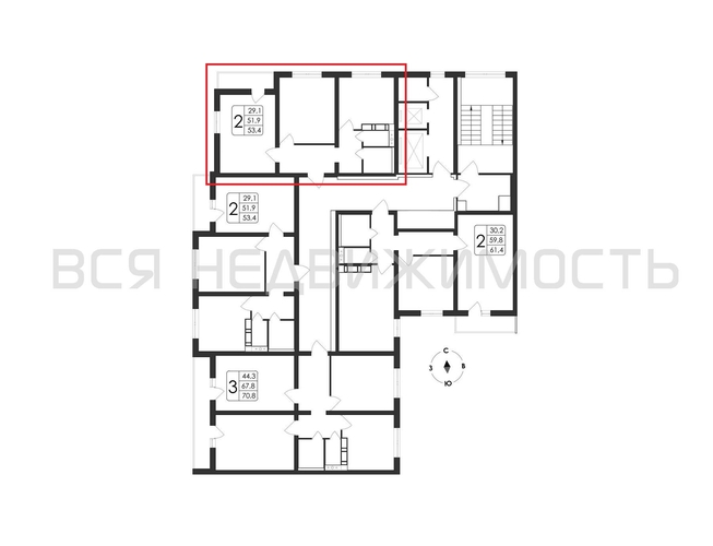 2-комнатная квартира, 53.4кв.м - изображение 1