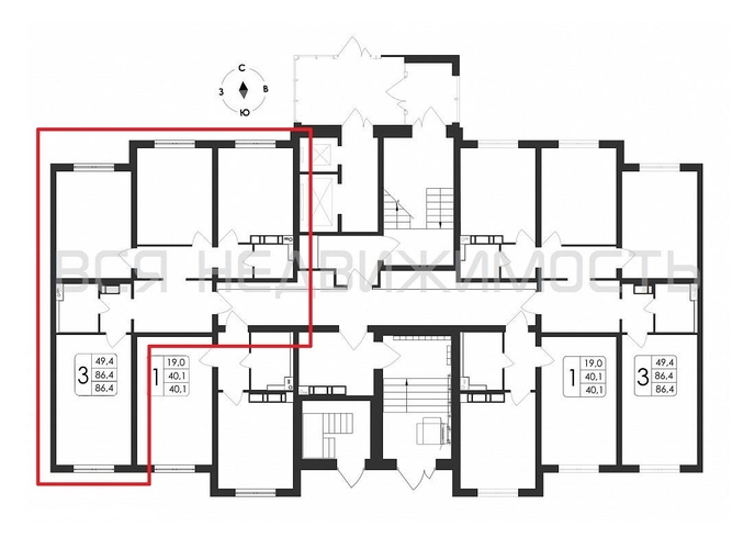 3-комнатная квартира, 89.9кв.м - изображение 1