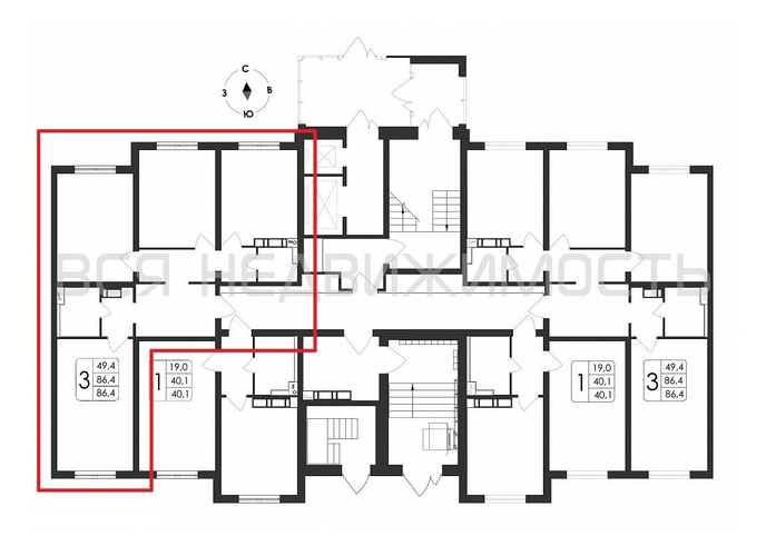 3-комнатная квартира, 89.9кв.м - изображение 1