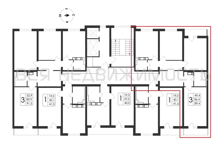 3-комнатная квартира, 89.4кв.м - изображение 1