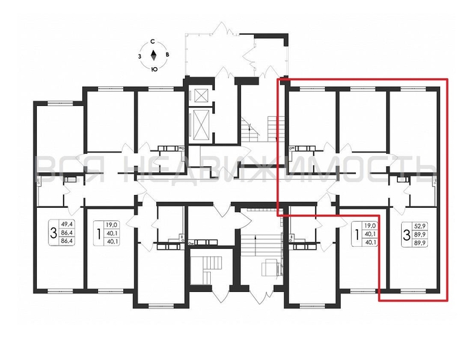 3-комнатная квартира, 89.9кв.м - изображение 1