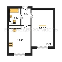 1-комнатная квартира, 40.1кв.м 1-комнатная квартира, 40.1кв.м - изображение 1