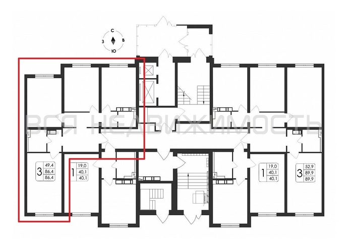 3-комнатная квартира, 86.4кв.м - изображение 1