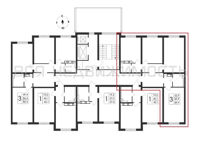 3-комнатная квартира, 89.9кв.м - изображение 1