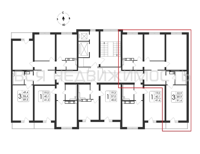 3-комнатная квартира, 91.4кв.м - изображение 1