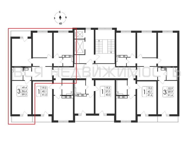 3-комнатная квартира, 89.5кв.м - изображение 1