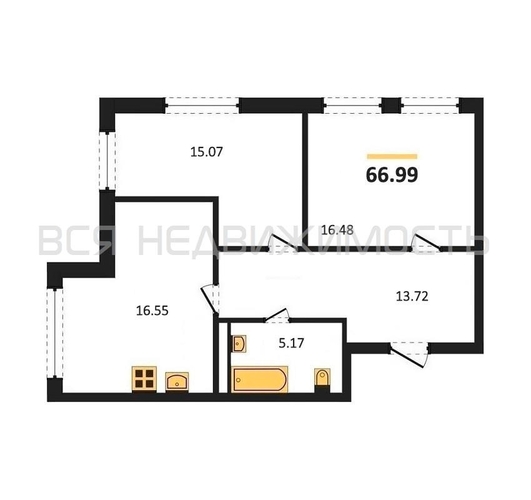 2-комнатная квартира, 65.9кв.м - изображение 0
