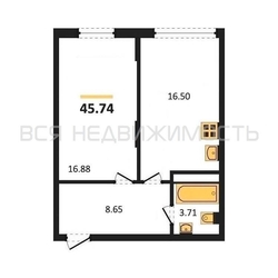 1-комнатная квартира, 44.8кв.м - изображение 1