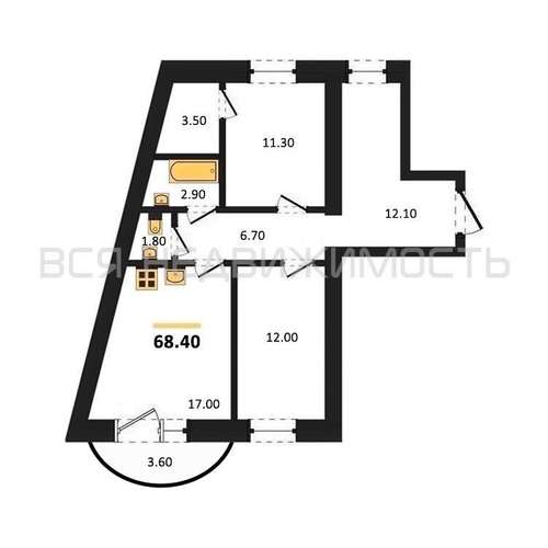 2-комнатная квартира, 68.4кв.м - изображение 0
