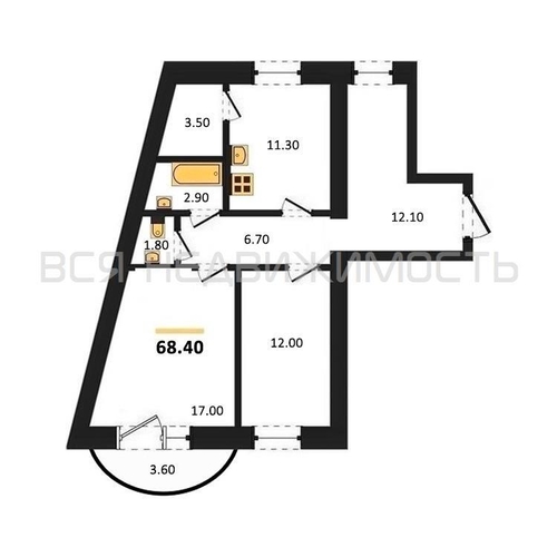 2-комнатная квартира, 68.4кв.м - изображение 0