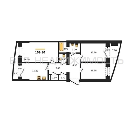 3-комнатная квартира, 109.8кв.м 3-комнатная квартира, 109.8кв.м - изображение