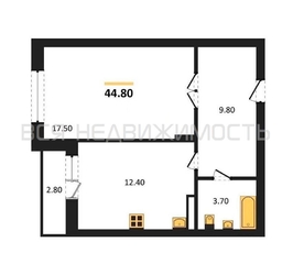 1-комнатная квартира, 44.8кв.м - изображение 1
