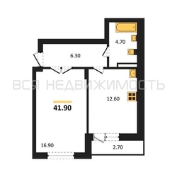 1-комнатная квартира, 41.9кв.м - изображение 1