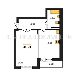 1-комнатная квартира, 41.9кв.м - изображение 1