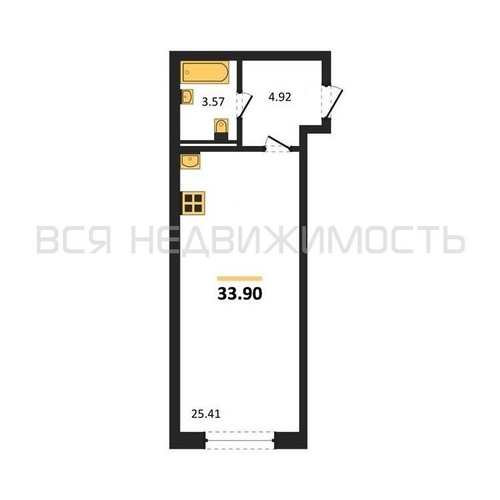 квартира-студия, 33,9кв.м. - изображение 0