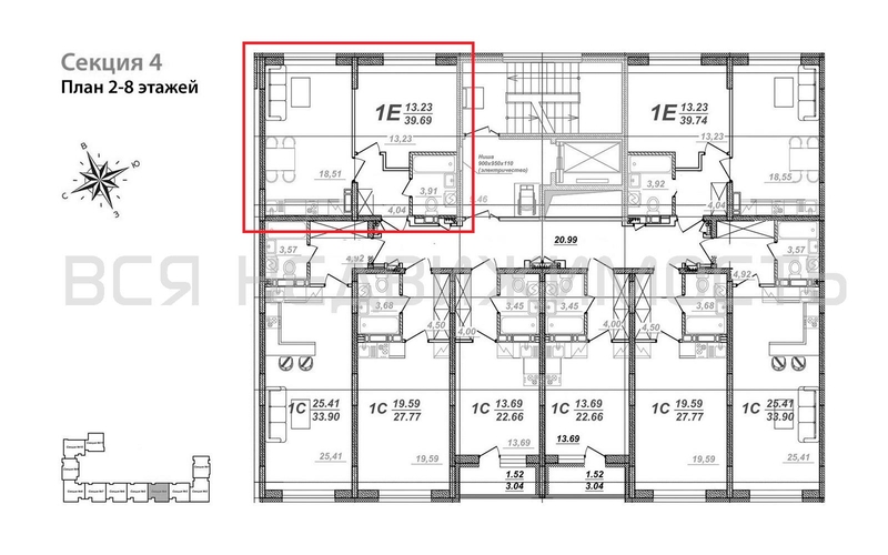 1-комнатная квартира, 39.69кв.м - изображение 1