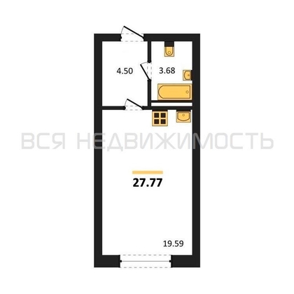 квартира-студия, 27,77кв.м. - изображение