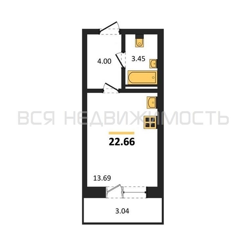 квартира-студия, 22,66кв.м. - изображение 0