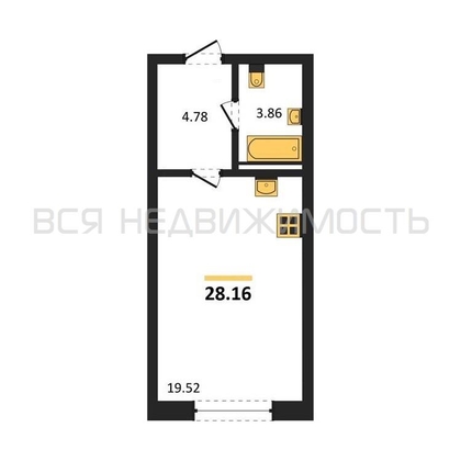квартира-студия, 28,16кв.м. - изображение