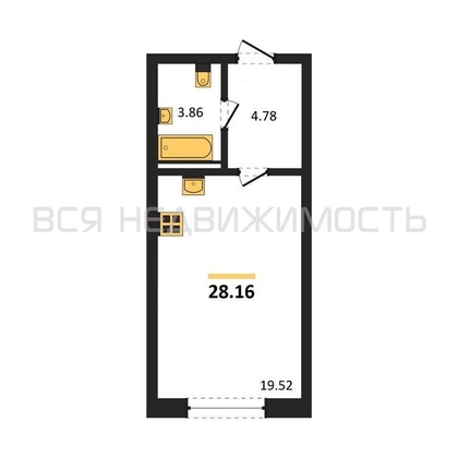 квартира-студия, 28,16кв.м. - изображение