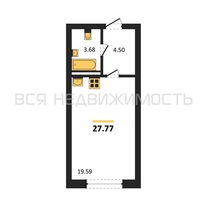 квартира-студия, 27,77кв.м. - изображение