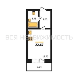 квартира-студия, 22,67кв.м. квартира-студия, 22,67кв.м. - изображение 1