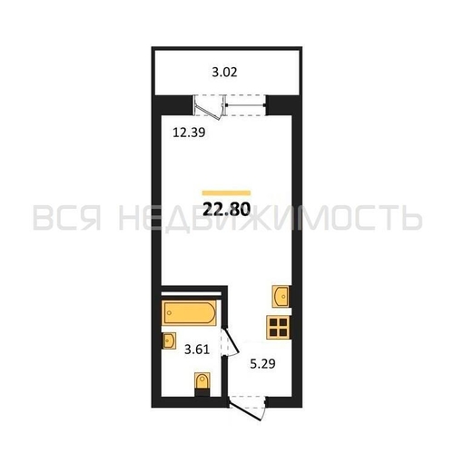 квартира-студия, 22,8кв.м. - изображение 0